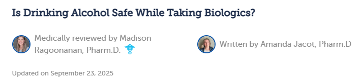 使用生物制剂期间，能否饮酒？是否安全？