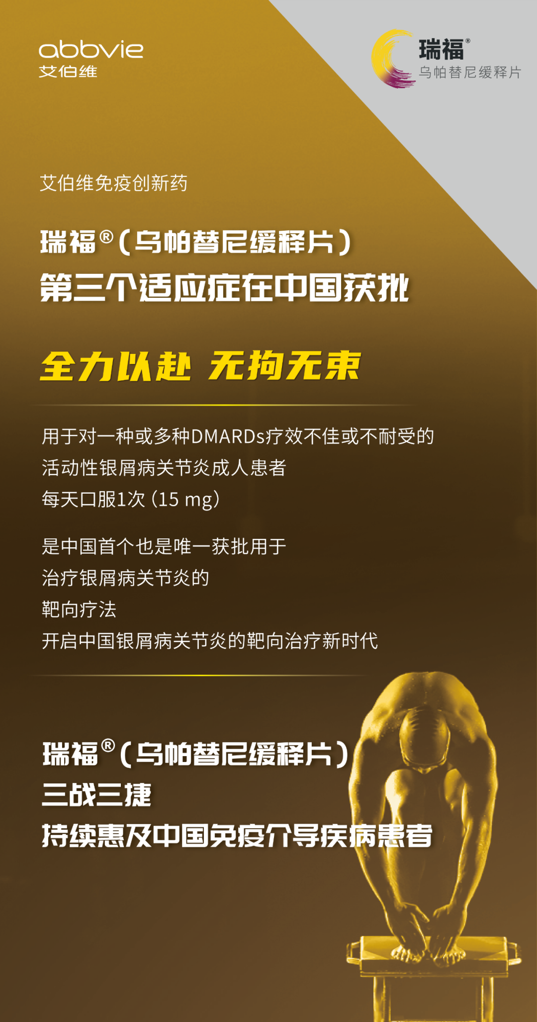 三战三捷，瑞福®（乌帕替尼缓释片）第三个适应症在华获批，用于治疗活动性银屑病关节炎成人患者